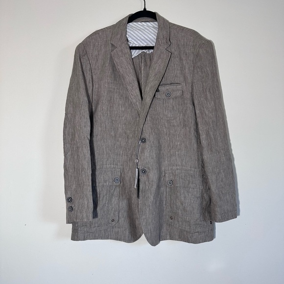 Joseph abboud 100% Linen sport coat 2 button blazer Tan Birdsey size XL NWT - Picture 5 of 16